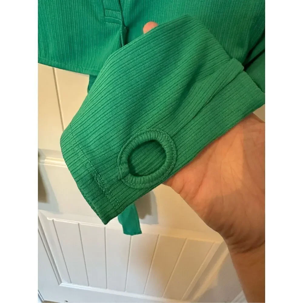 Lovers + Friends Ludrow Turquoise Long Sleeve Cropped Wrap Top Women’s Size L
